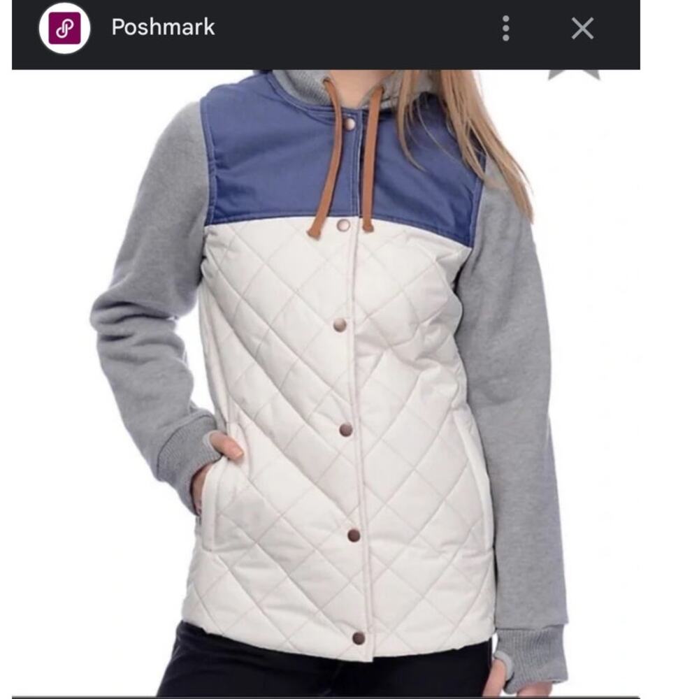 686 Parklan Autumn Insulated Quilted Hooded Full Snap Jacket Birch Size XS